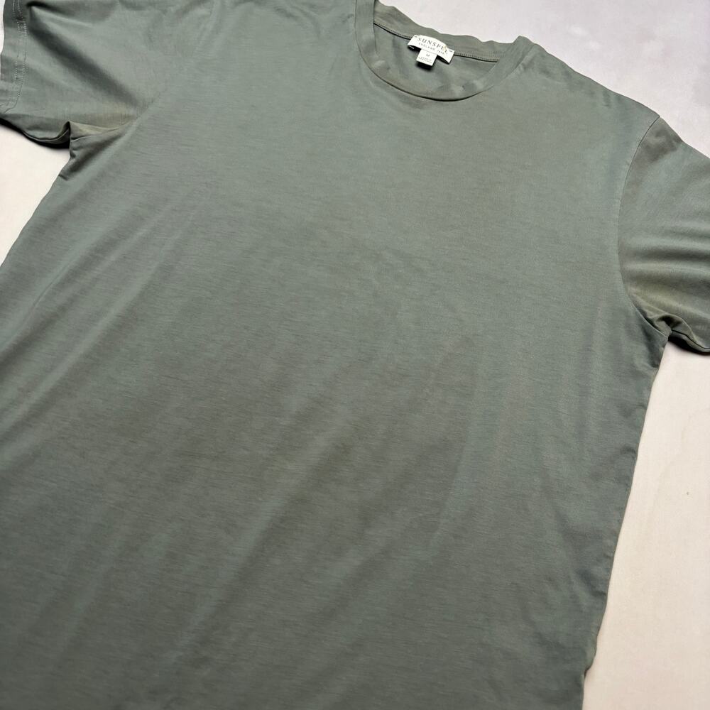 Sunspel Riviera Midweight Short Sleeve T Shirt Men's Medium Green - Picture 10 of 12